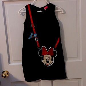 Disney black sleeveless Minnie Mouse dress with purse girls size large (10/12l